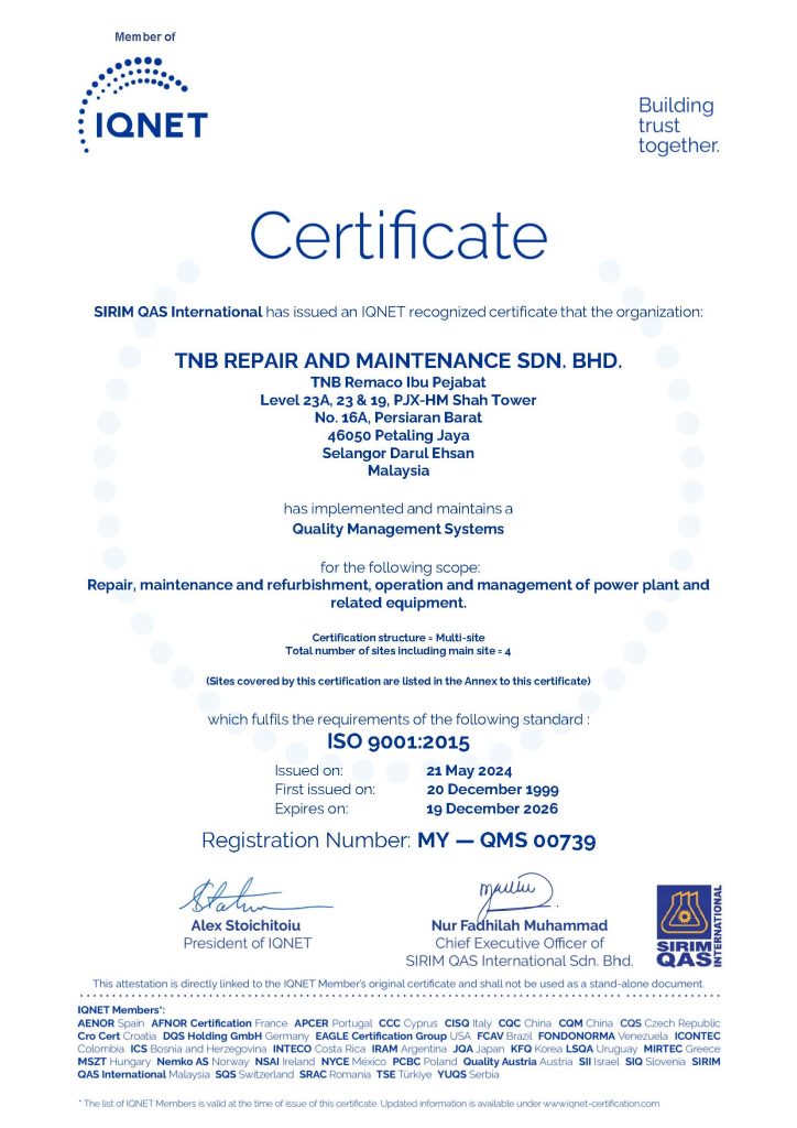 IQNET Certificate TNB REPAIR AND MAINTENANCE- Multi-site (QMS) (1)_Page_1 TNB REMACO Homepage 17
