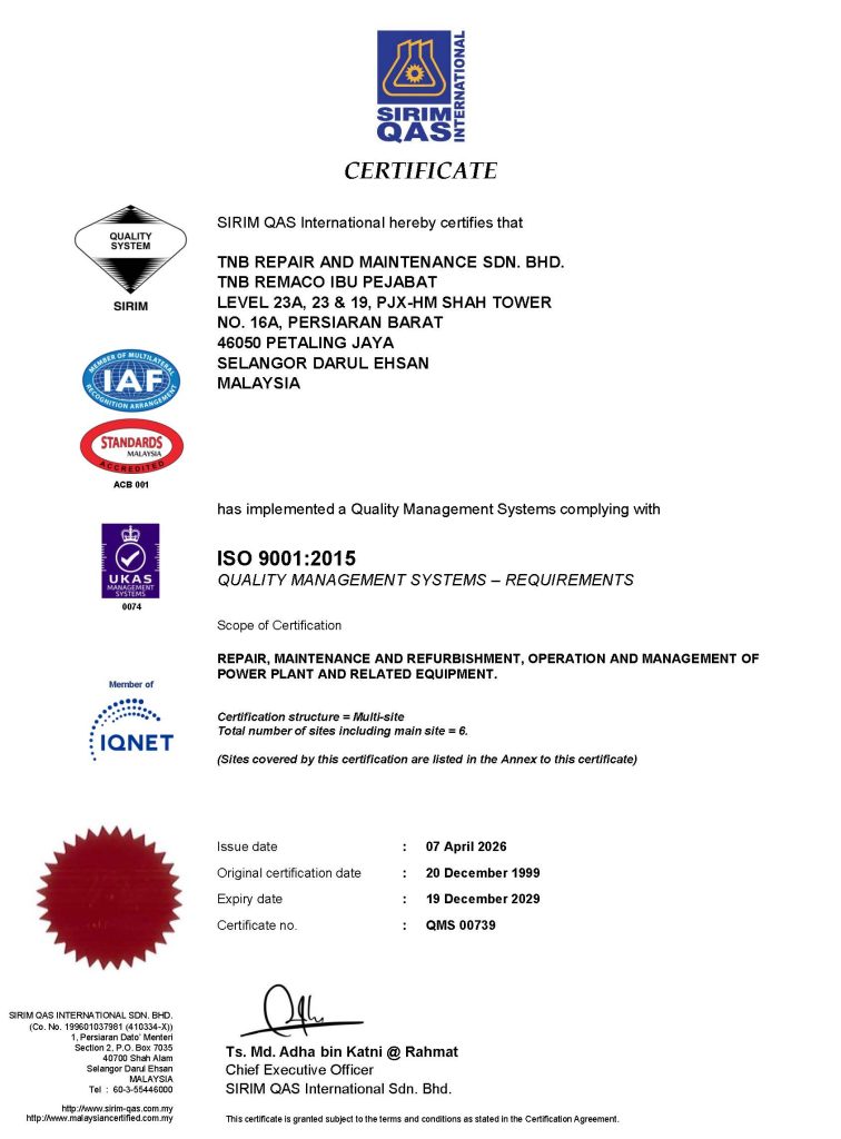 QMS_ISO_9001-2015_SIRIM_Page_1 TNB REMACO Homepage 20