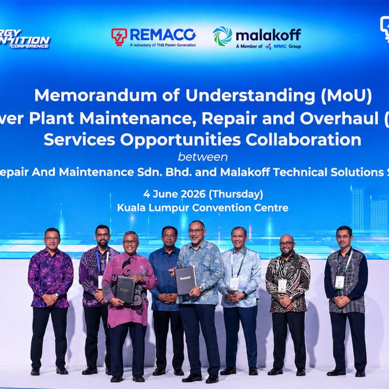 TNB REMACO and MTSSB representatives mark the power plant MRO collaboration at Energy Transition Conference 2026.